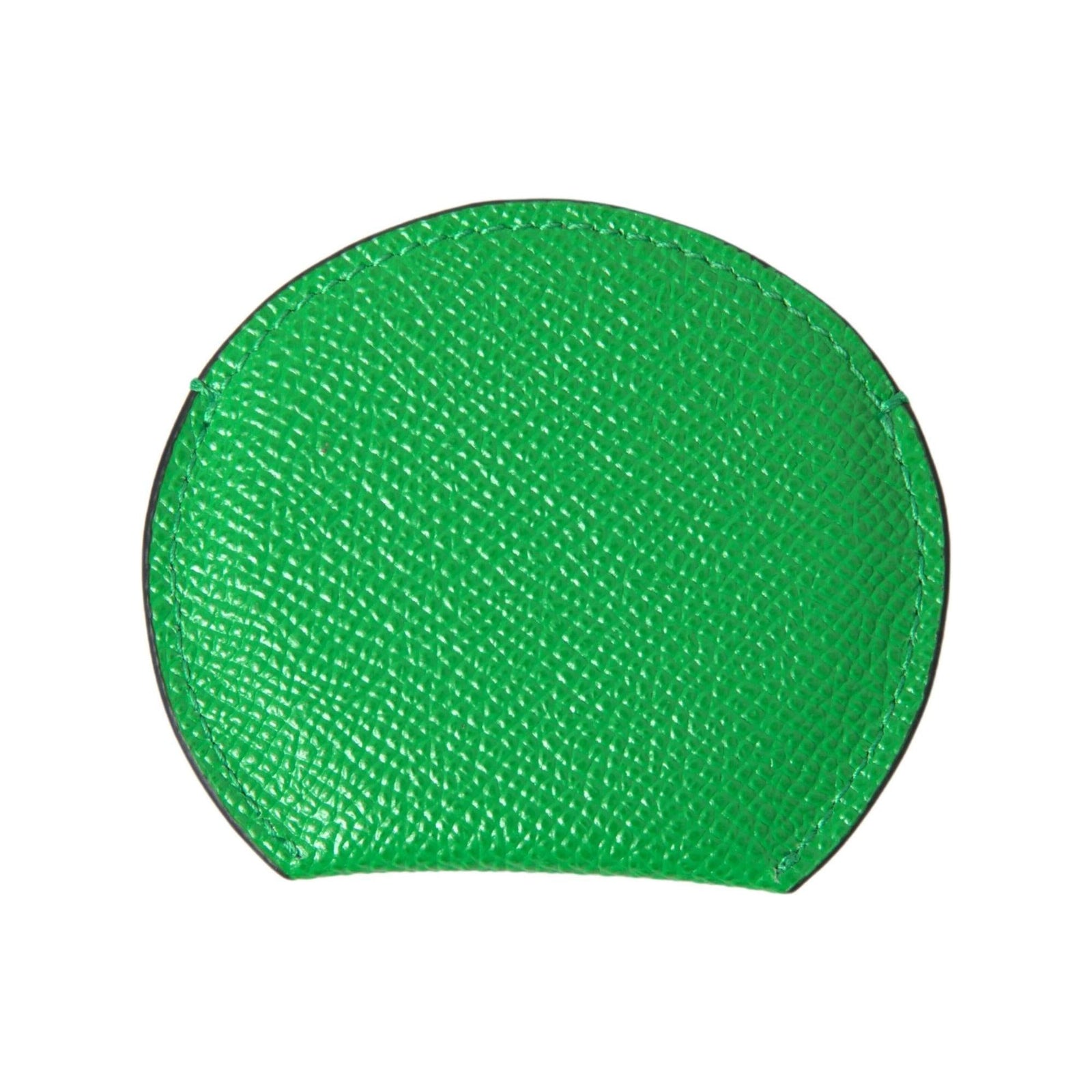 Dolce & Gabbana Women's Green Calfskin Leather Round Logo Hand Mirror Holder - One Size