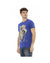 Trussardi Action Men's Sleek Blue Cotton Tee with Unique Front Print - L