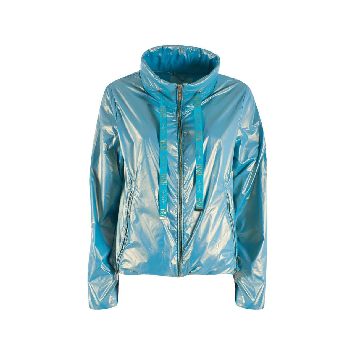 Yes Zee Women&#39;s Light Blue Nylon Jackets &amp; Coat - M