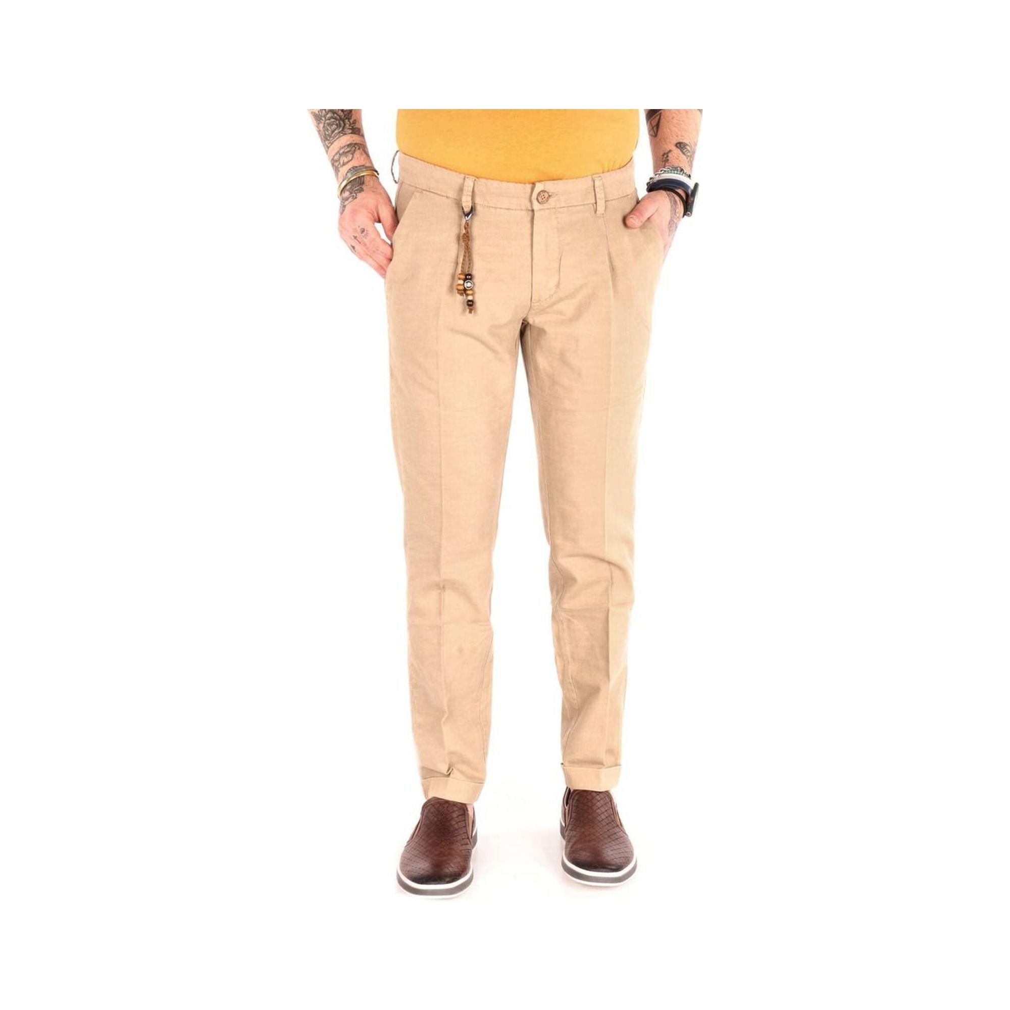 Yes Zee Men's Beige Cotton Jeans & Pant - W33 US