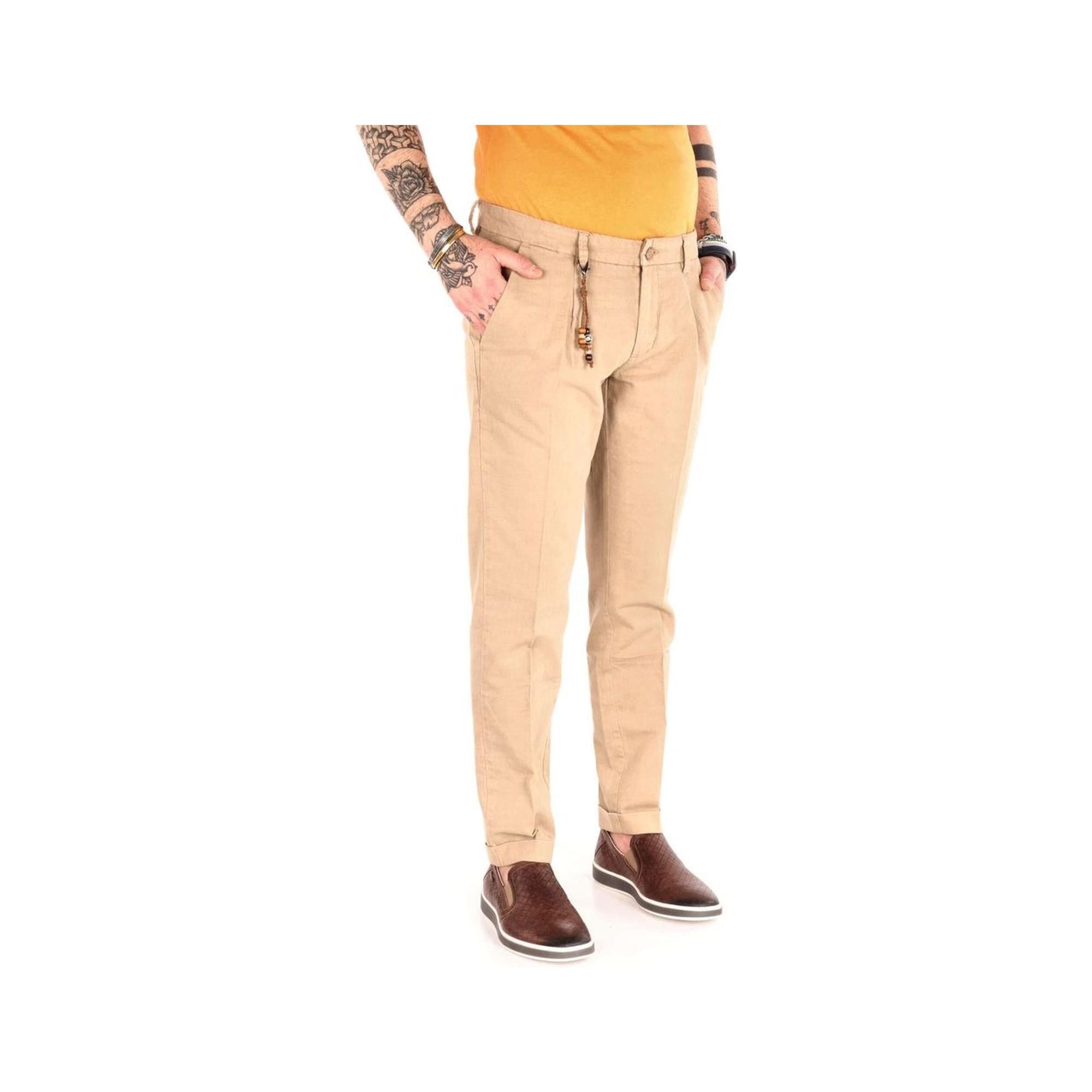 Yes Zee Men's Beige Cotton Jeans & Pant - W34 US