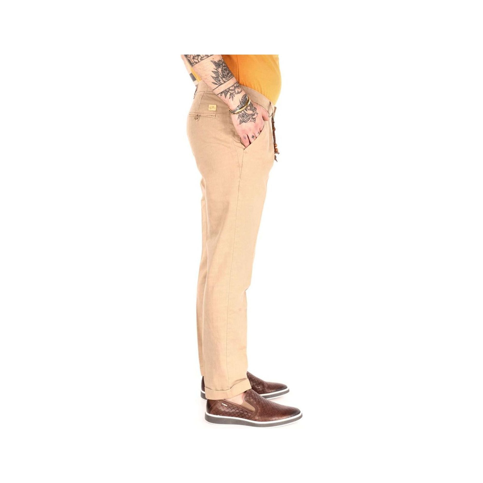 Yes Zee Men's Beige Cotton Jeans & Pant - W36 US