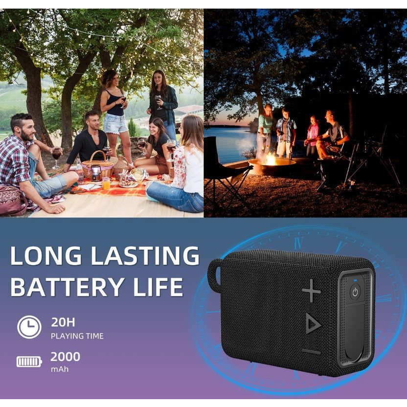 ROYQUEEN Bluetooth Speaker, Waterproof Bluetooth Speaker, Portable Bluetooth Speaker,Shower Speaker,Rich Bass HD Stereo Sound for Home, Beach, Shower, Outdoor Travel 20H Playtime (Black)