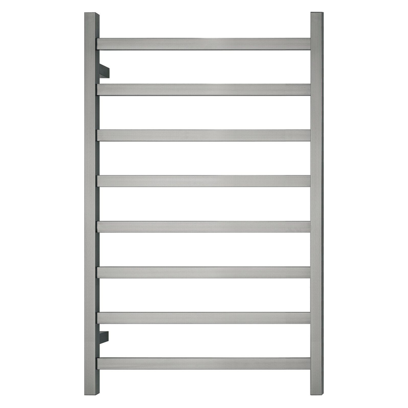 Premium Brushed Nickel Heated Towel Rack - 8 Bars, Square Design, AU Standard, 1000x620mm Wide