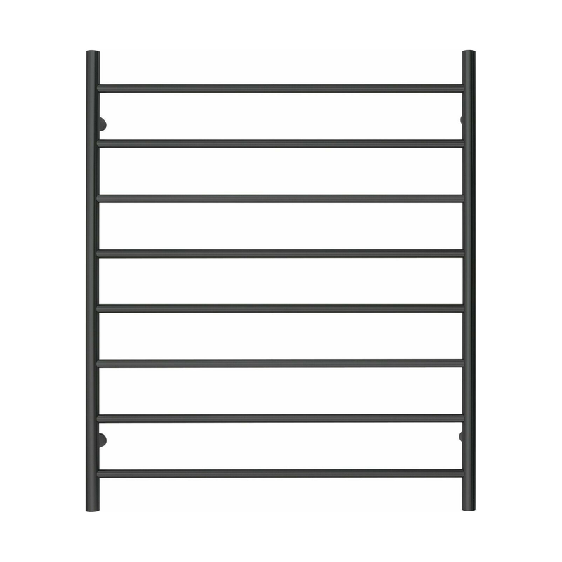 Premium Matte Black Heated Towel Rack - 8 Bars, Round Design, AU Standard, 1000x850mm Wide