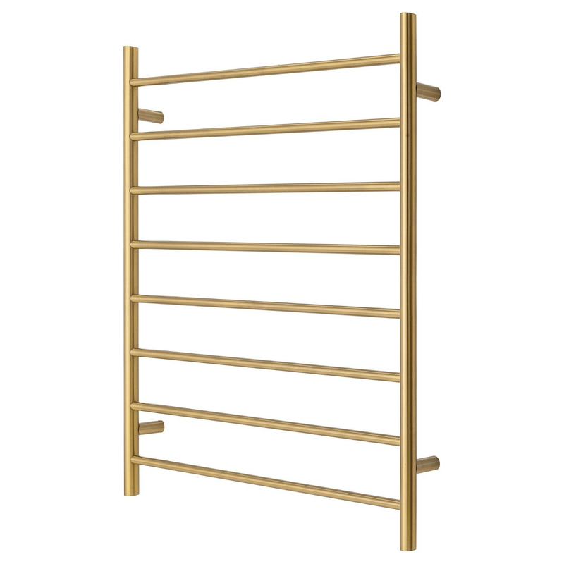 Premium Brushed Gold Heated Towel Rack - 8 Bars, Round Design, AU Standard, 1000x850mm Wide