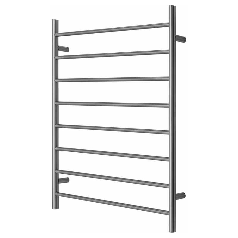 Premium Gunmetal Heated Towel Rack - 8 Bars, Round Design, AU Standard, 1000x850mm Wide