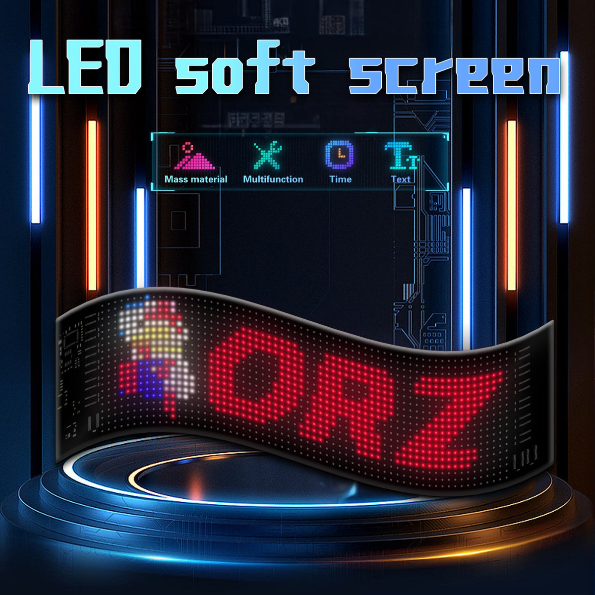 Programmable LED Matrix Panel Flexible Screen IP65 with APP Control 120*595mm