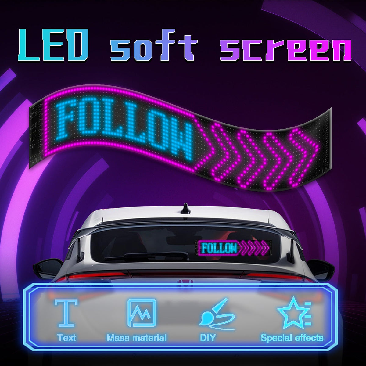 Programmable LED Matrix Panel Flexible Screen IP65 with APP Control 120*595mm