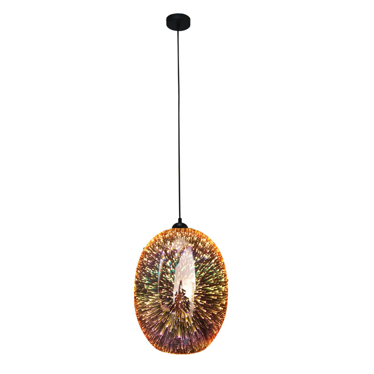 Moravian Glass Oval Pendant Light - Chrome