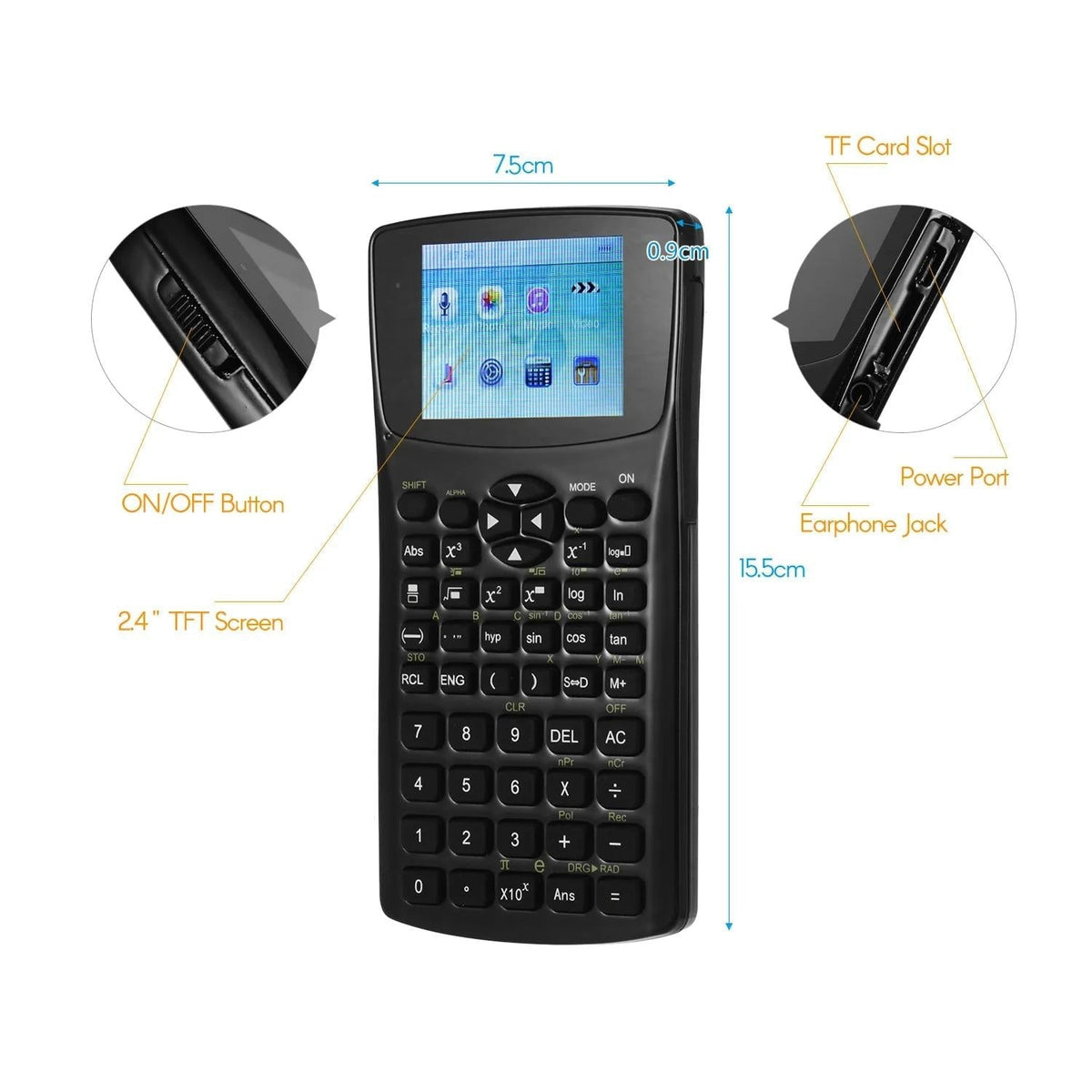 2.4 Inch Display Scientific Calculator Multi Function Record Sound Play Music & Video Browse Pictures