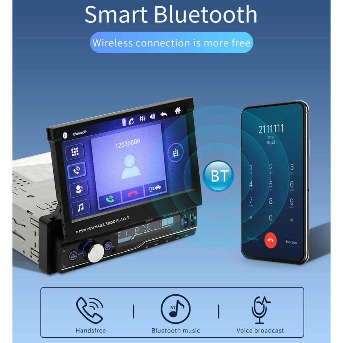 7 Inch Hd Car Radio Receiver Mp5 Player Fm / Am / Rds / Bluetooth / Phone Link Remote Control