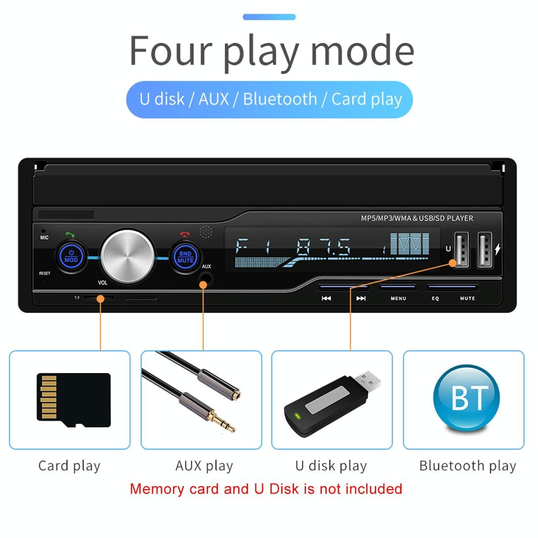 7 Inch Hd Car Radio Receiver Mp5 Player Fm / Am / Rds / Bluetooth / Phone Link Remote Control