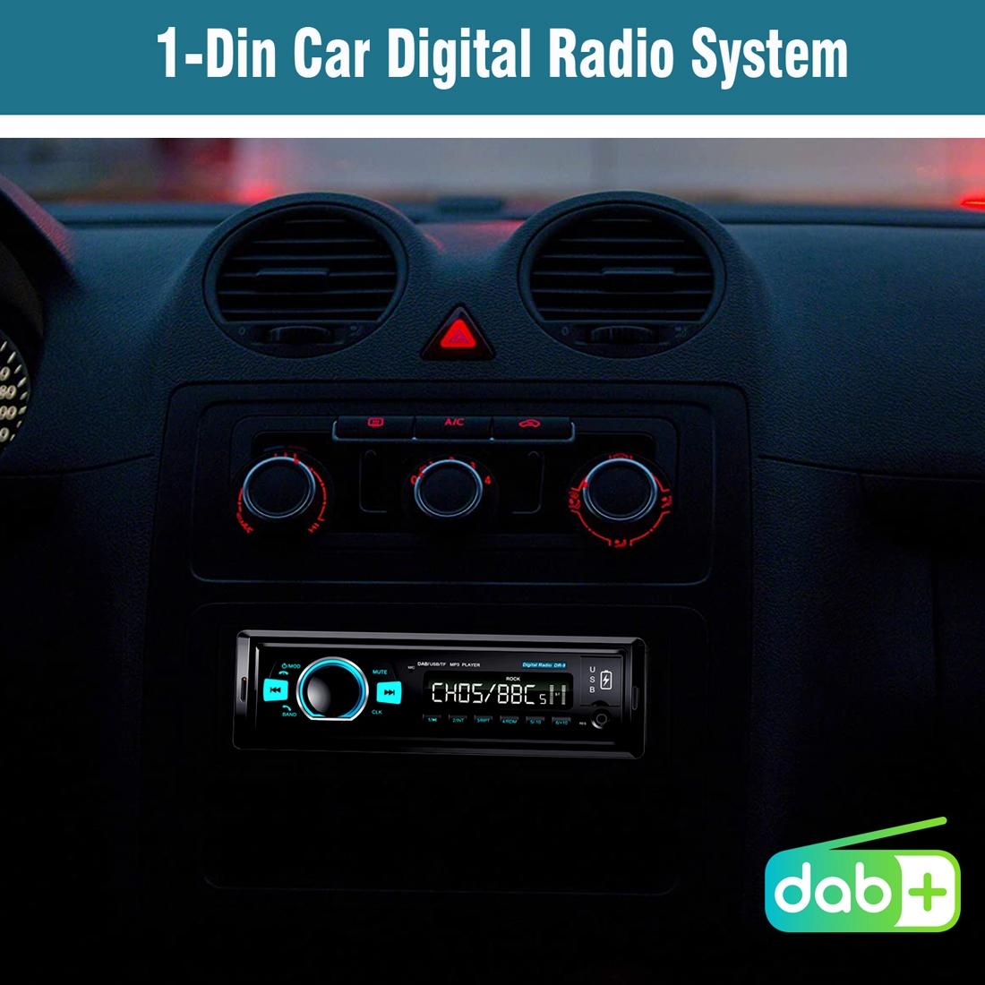 1-Din Car Dab Radio Player - Bluetooth Fm U Disk Mp3 Tf Card