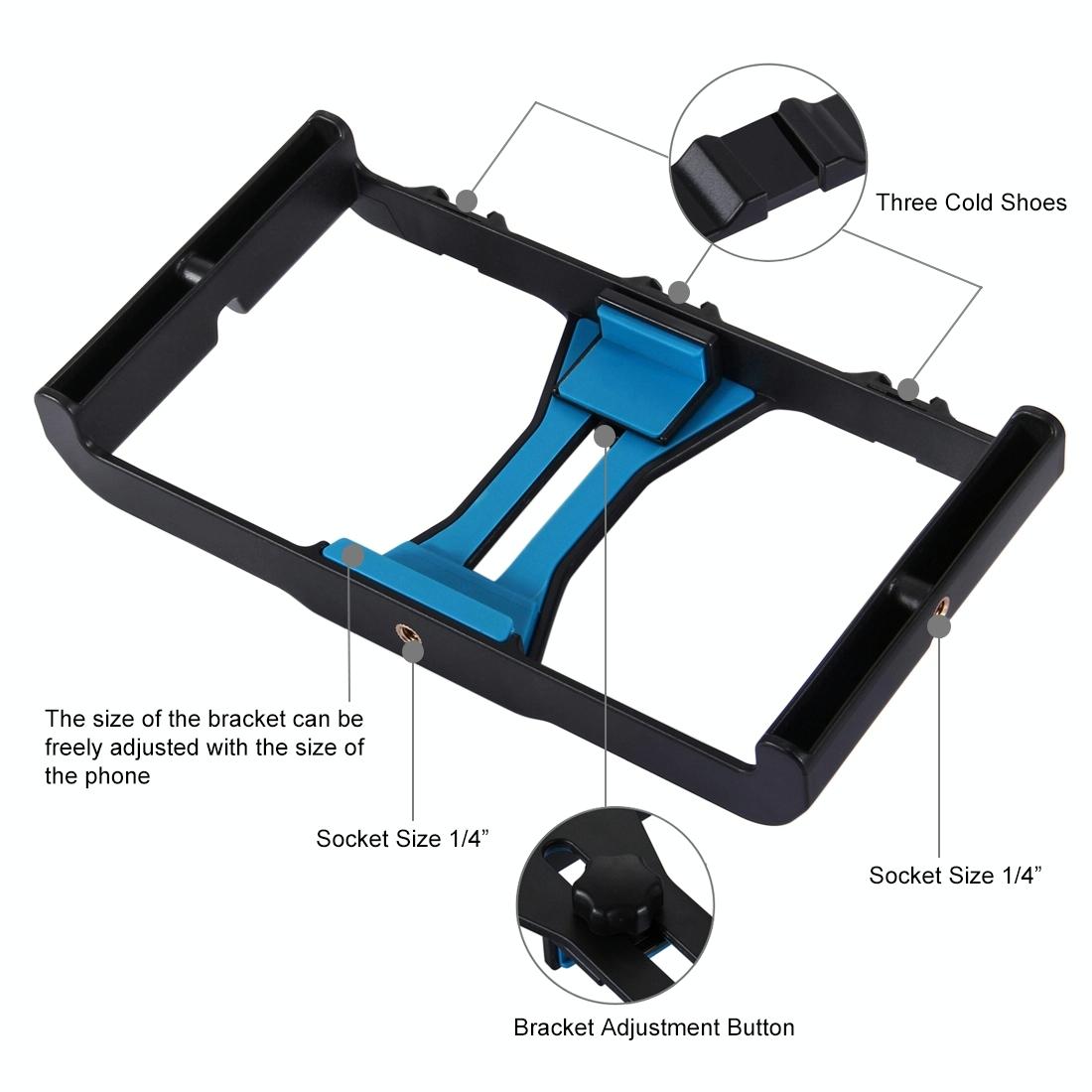Smartphone Video Rig & Microphone Kit For Live Broadcast - Compatible With Iphone Galaxy Huawei Xiaomi Htc Lg Google And More - Blue