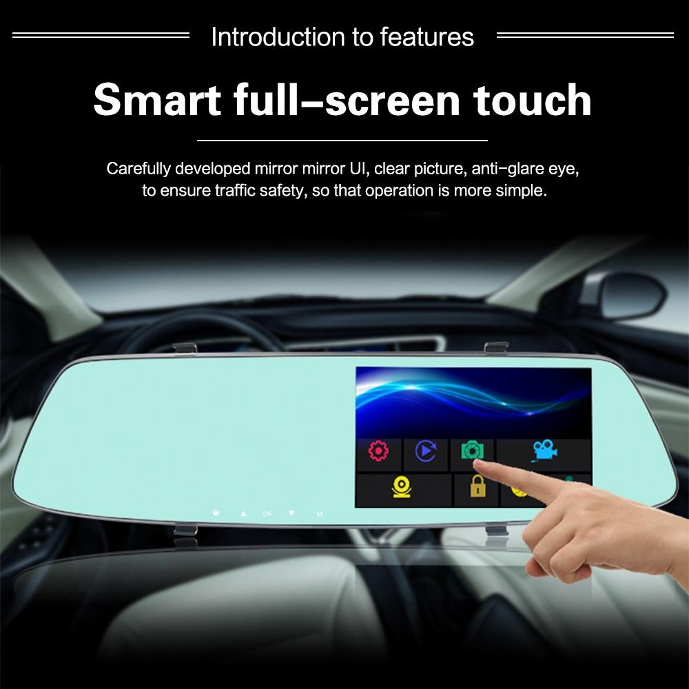 5 Lcd Touch Screen Rear View Mirror Car Recorder With Separate Camera