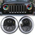 2 Pcs 7 Inch Dc12V 6000K - 6500K 50W Car Led Headlight Cree Lamp Beads For Jeep Wrangler / Harley Support App + Bluetooth Control Black
