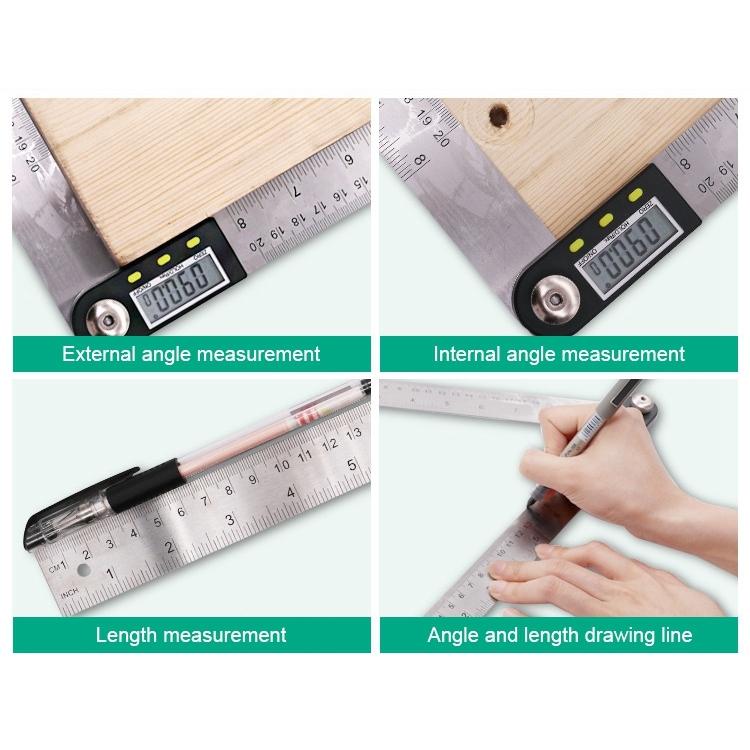 2-in-1 Digital Angle Finder Protractor - 300mm Goniometer Ruler