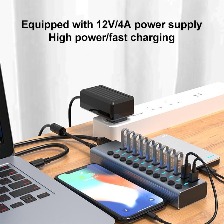11-In-1 Usb 3.0 Hub With Switch & Power Supply