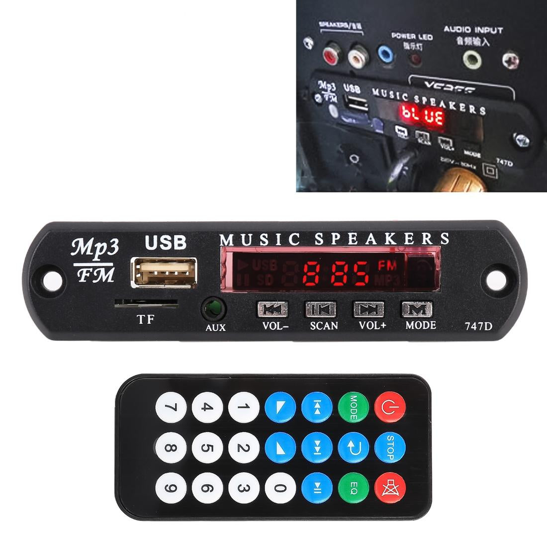 12V Car Mp3 Player Board W / Fm Radio Bluetooth Recording - Usb Tf Aux