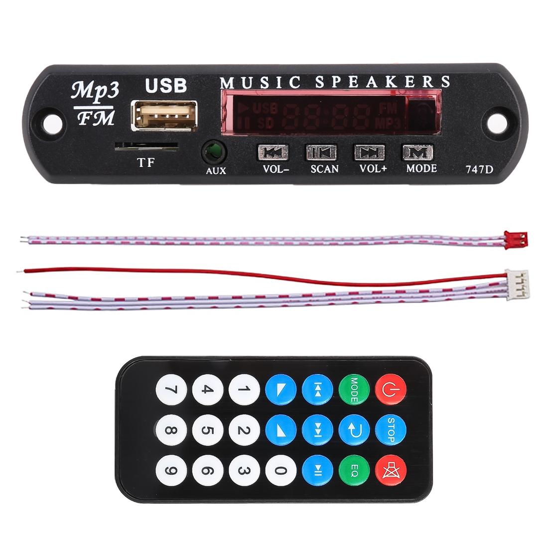 12V Car Mp3 Player Board W / Fm Radio Bluetooth Recording - Usb Tf Aux
