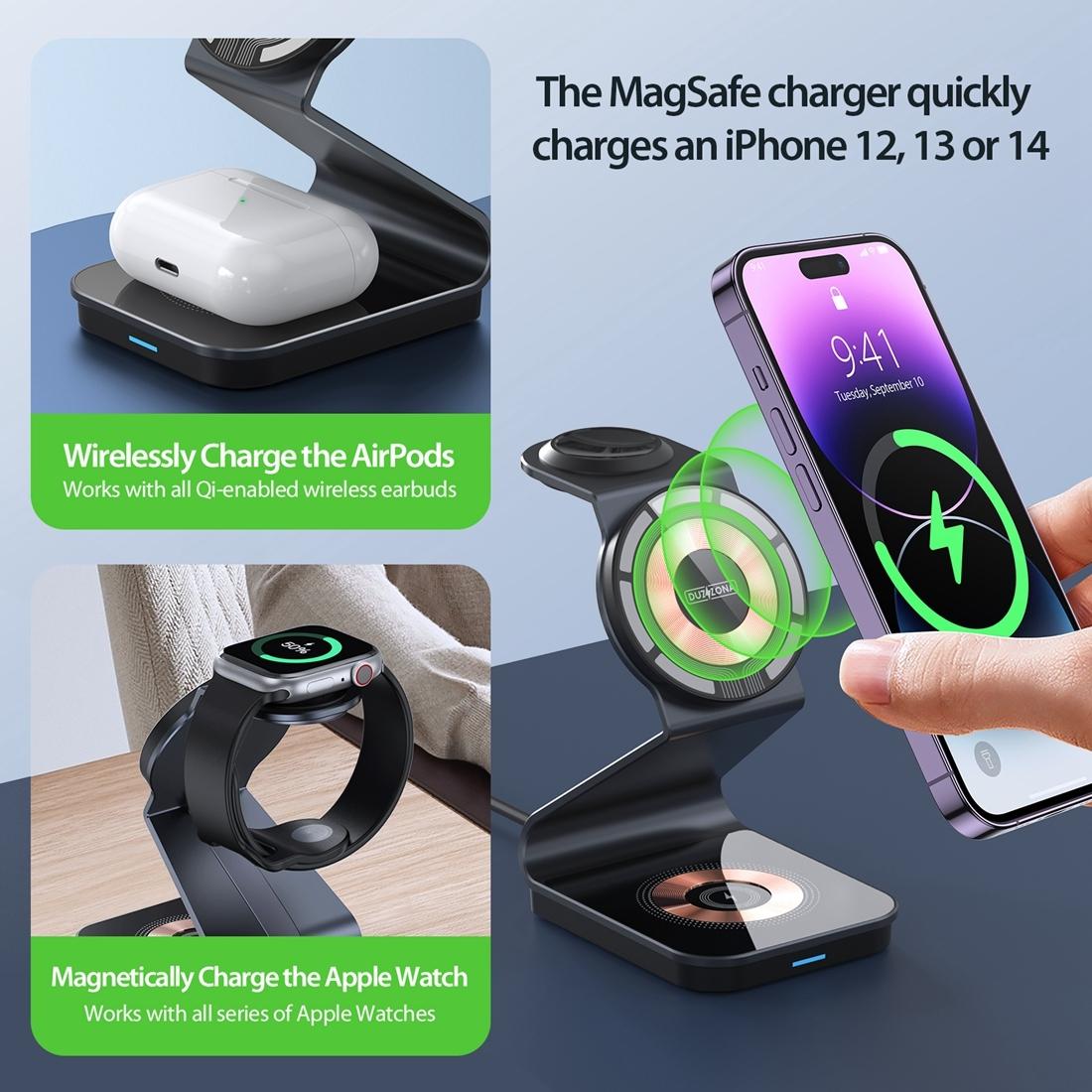 15W 3 In 1 Transparent Magnetic Wireless Charger