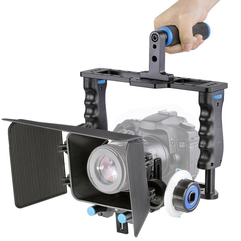 Large Handle Camera Cage &amp; Matte Box Kit For Dslr / Video Camera