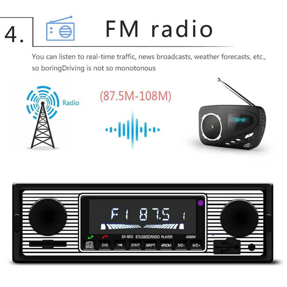 12V Car Mp3 Player With Bluetooth Fm Tf U Disk - Sx-5513