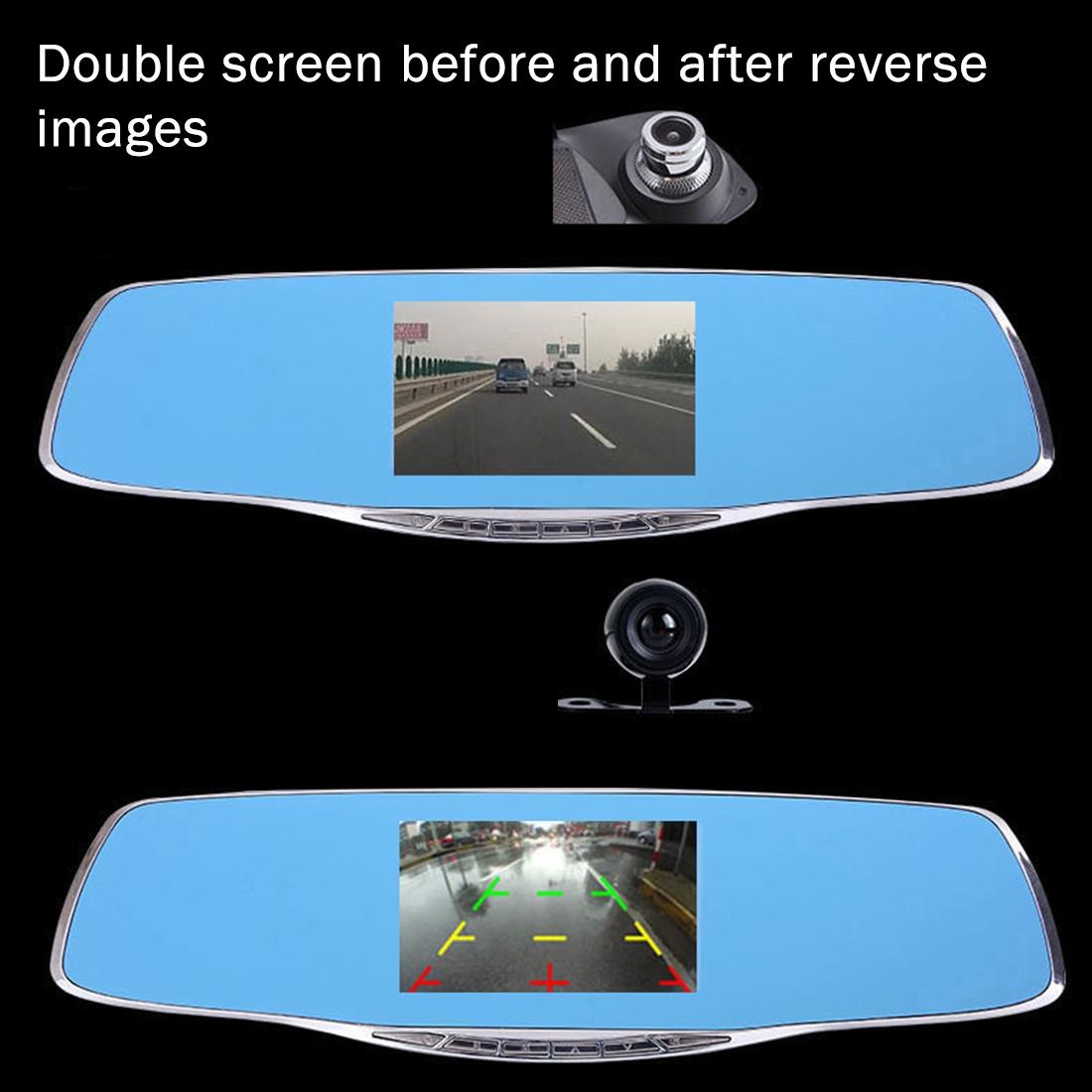4.3 Hd 1080P Rearview Mirror Vehicle Dvr With Screen Display
