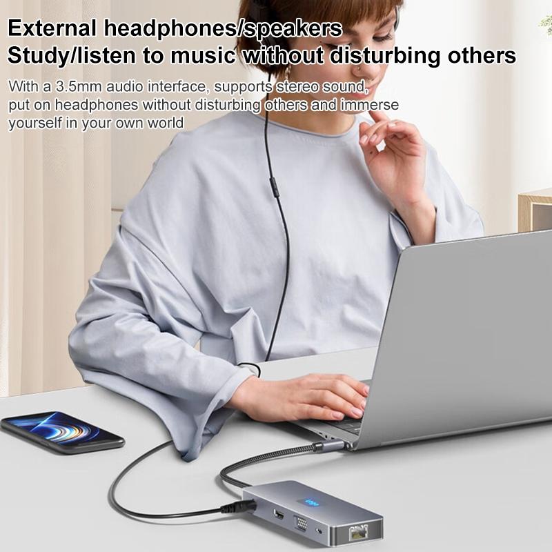 11-In-1 Type-C Docking Station With Usb Pd Sd / Tf Rj45 Vga Hdtv 3.5Mm