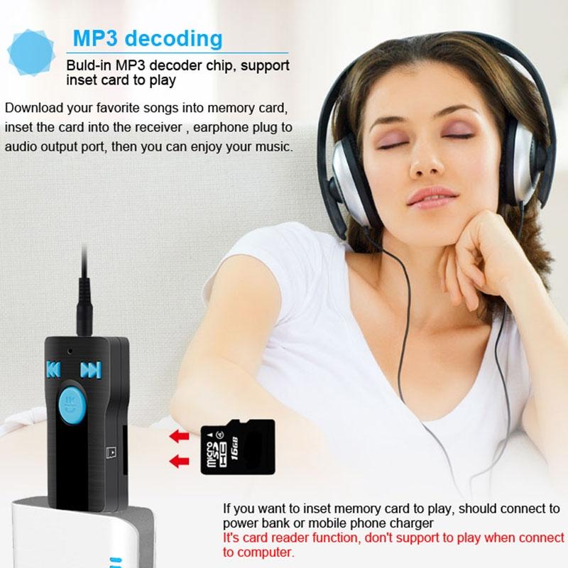 Mini Usb Bluetooth Receiver Mp3 Player With Mic & Audio Cable - Handsfree Aux Output 32Gb Sd / Tf Card Dual Usb Port
