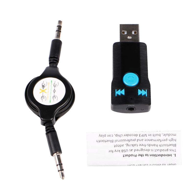 Mini Usb Bluetooth Receiver Mp3 Player With Mic & Audio Cable - Handsfree Aux Output 32Gb Sd / Tf Card Dual Usb Port