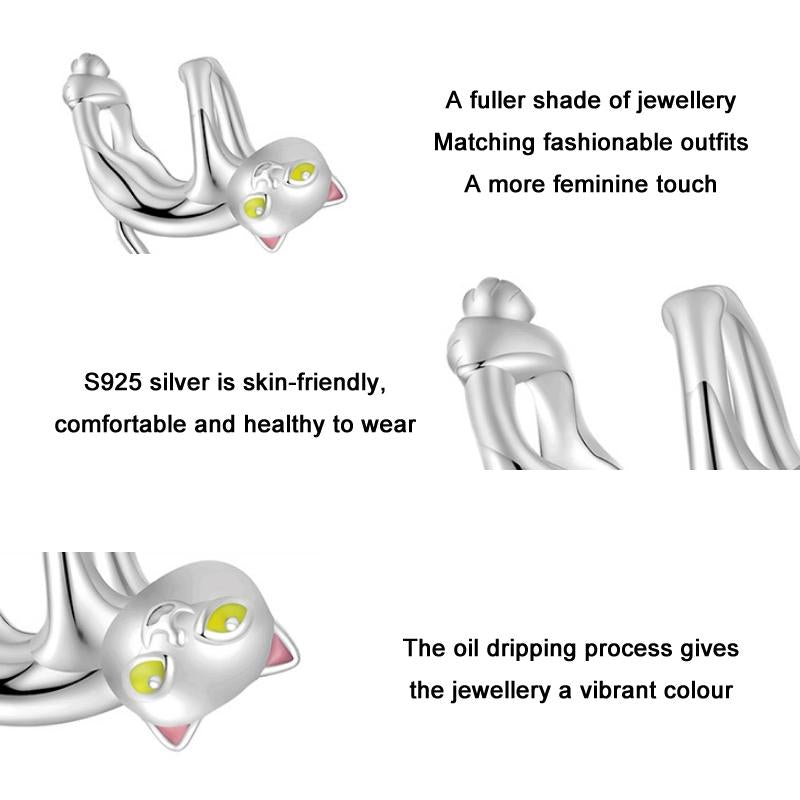 925 Sterling Silver White Cat Beaded Bracelet Bsc520 Sr