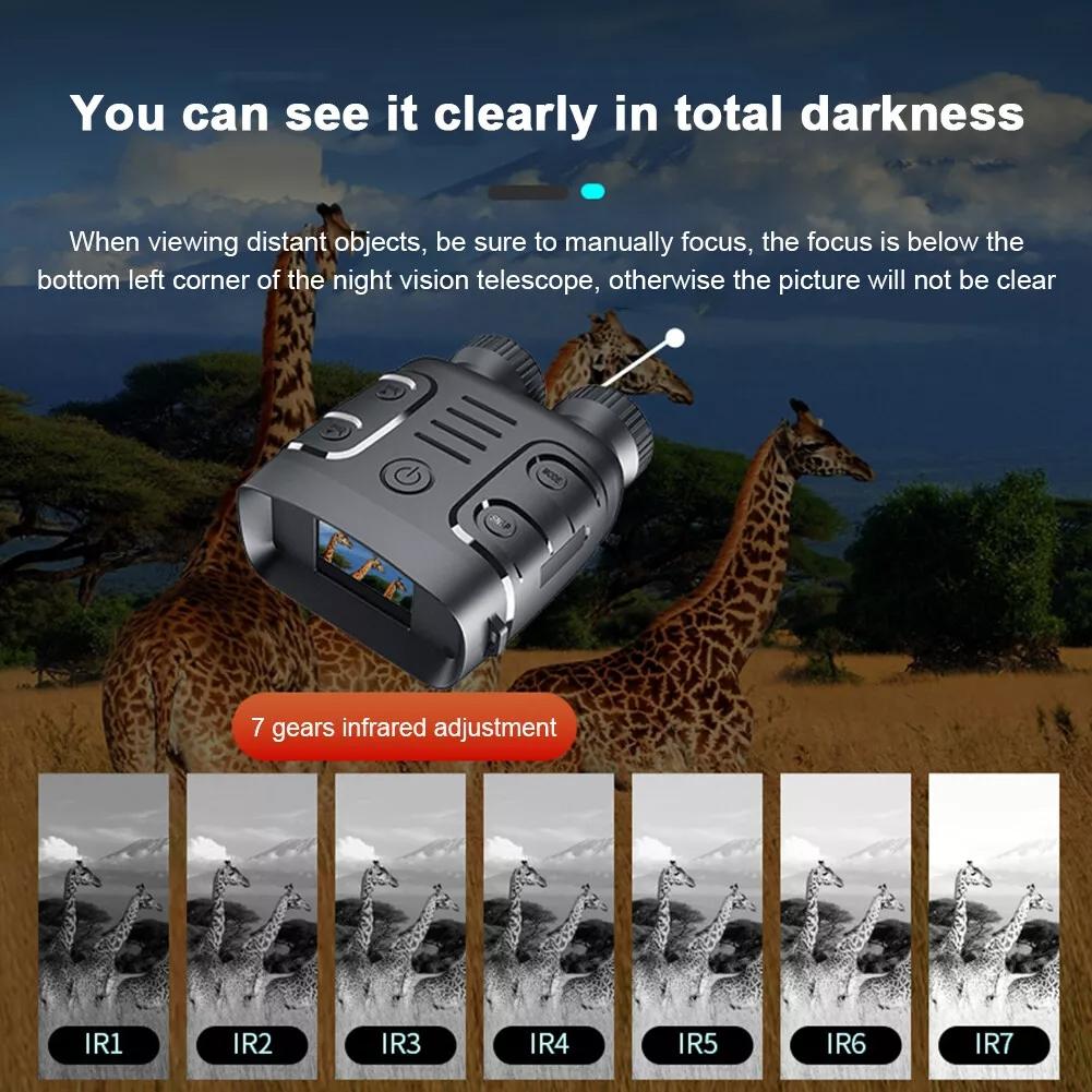 1080p Hd Binocular with Infrared Night Vision 2.4 Screen 5x Zoom