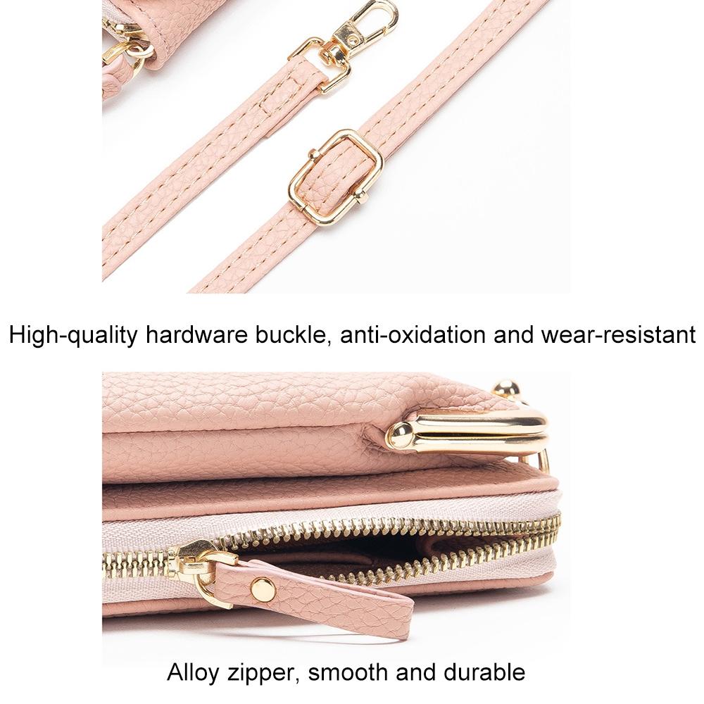 Black Embroidered Single Shoulder Phone Bag Wallet - Gray