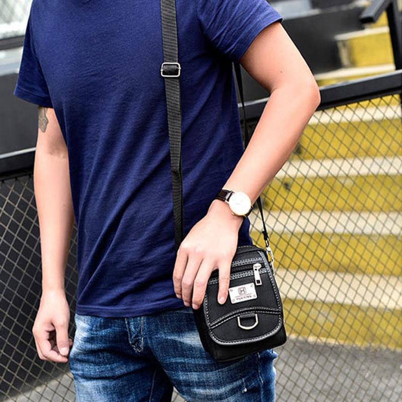 Compact Black Oxford Shoulder Crossbody Backpack With Single Strap For Men - Black Large