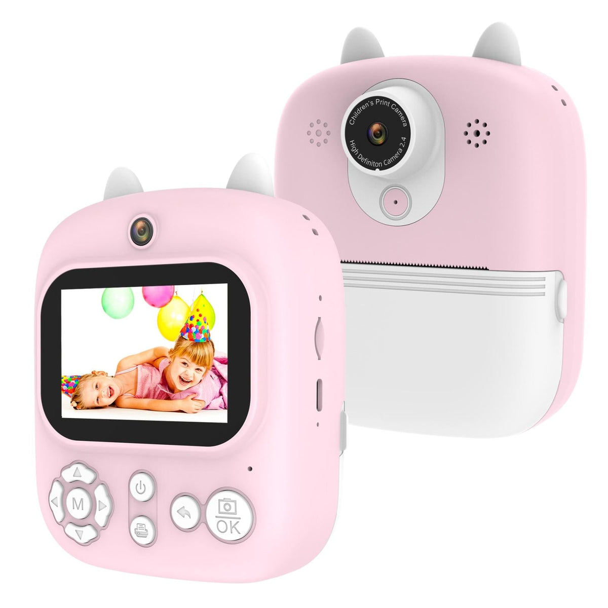 32g Instant Camera with 2.4 Display &amp; Card Reader for Kids - 1200w Blue - Standard Pink