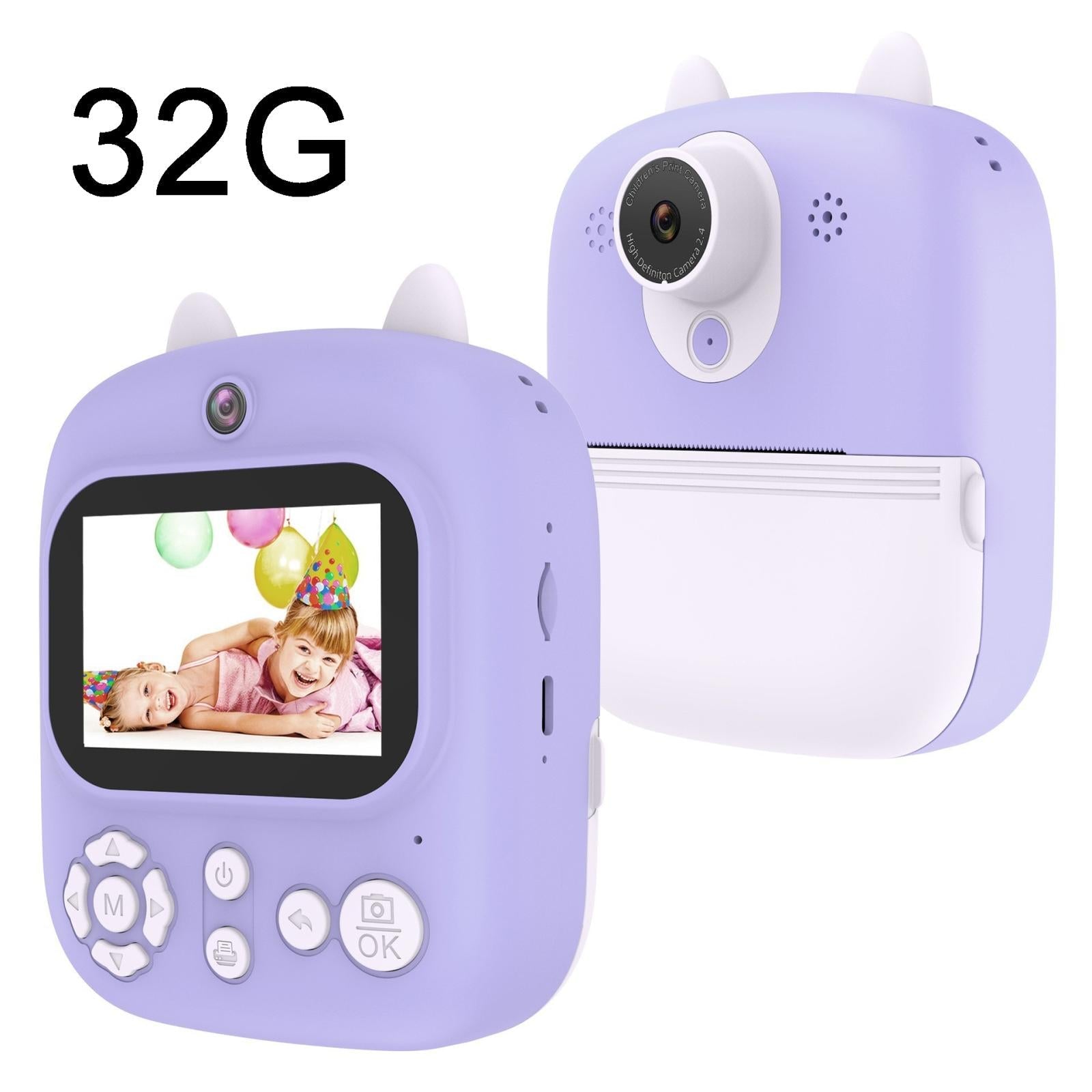 32g Instant Camera with 2.4 Display & Card Reader for Kids - 1200w Blue - Standard Pink