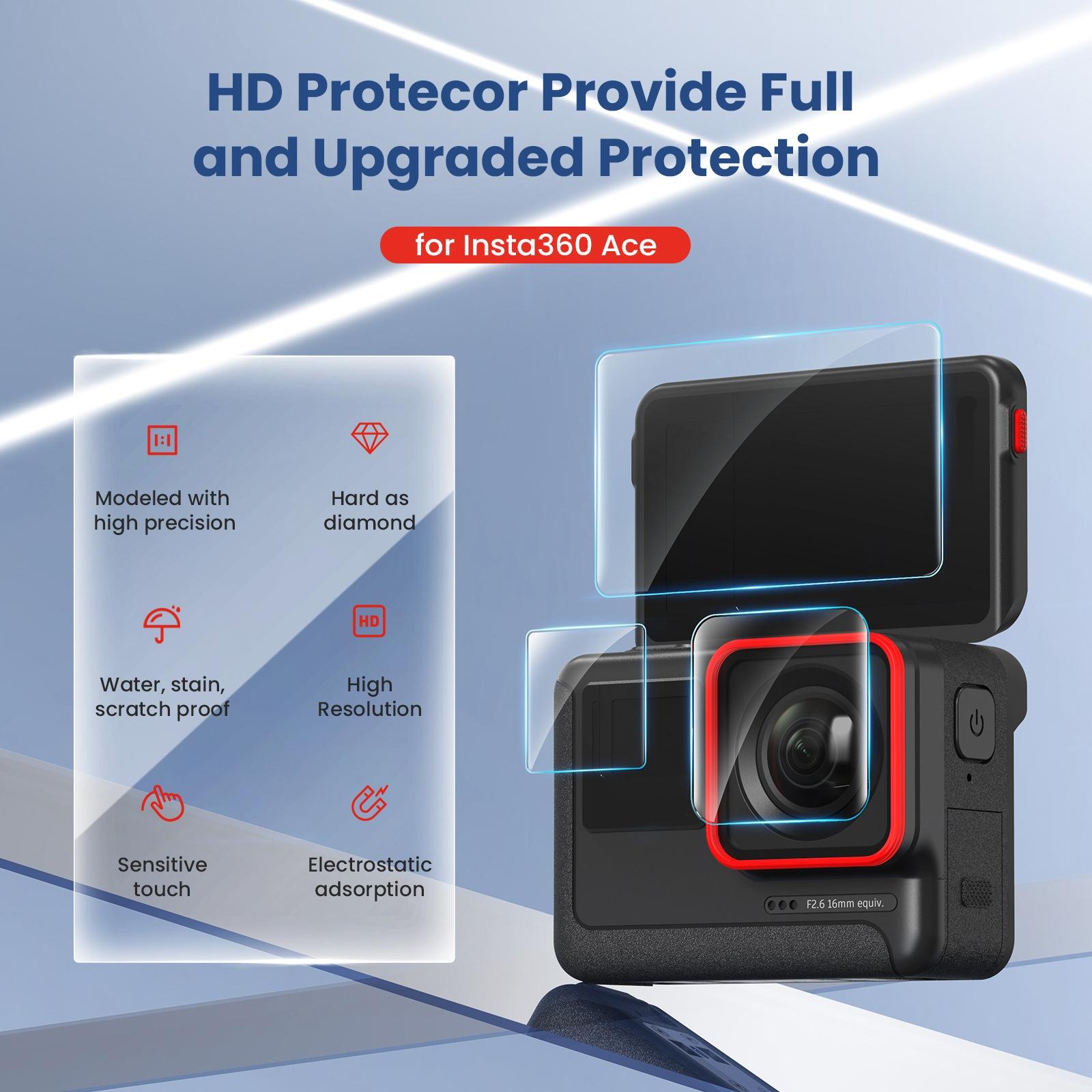 Tempered Film Protective Stickers for Insta360 Ace Amagisn Sports Camera - 3 In 1