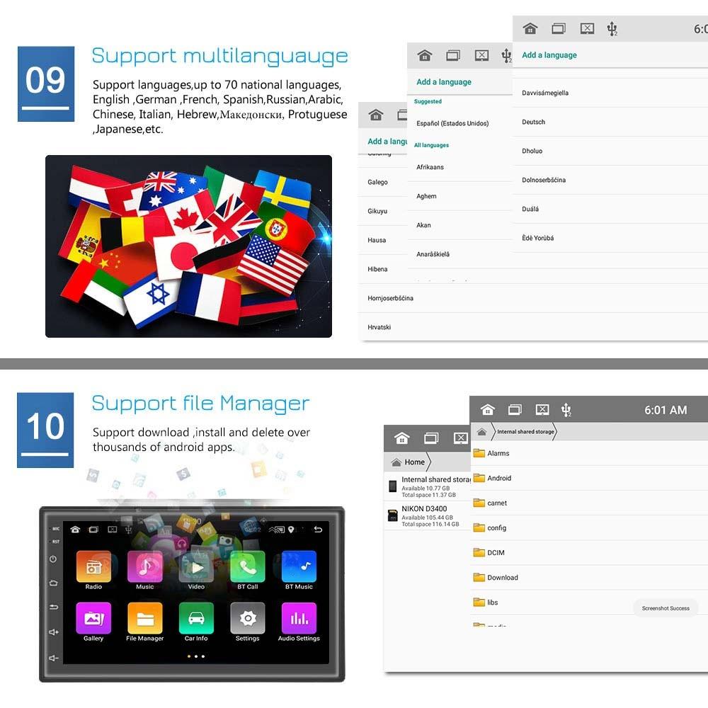7 Inch Android Wifi Car Navigation Reversing Video Player - 2 + 32G