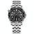 30m Waterproof Men Sports Quartz Watch - White Steel with Luminous Black Surface