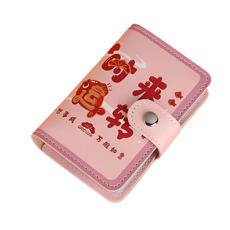 Festive Cartoon Snap Anti Degaussing Card Holder Lucky Change Id Storage Bag - Get Rich