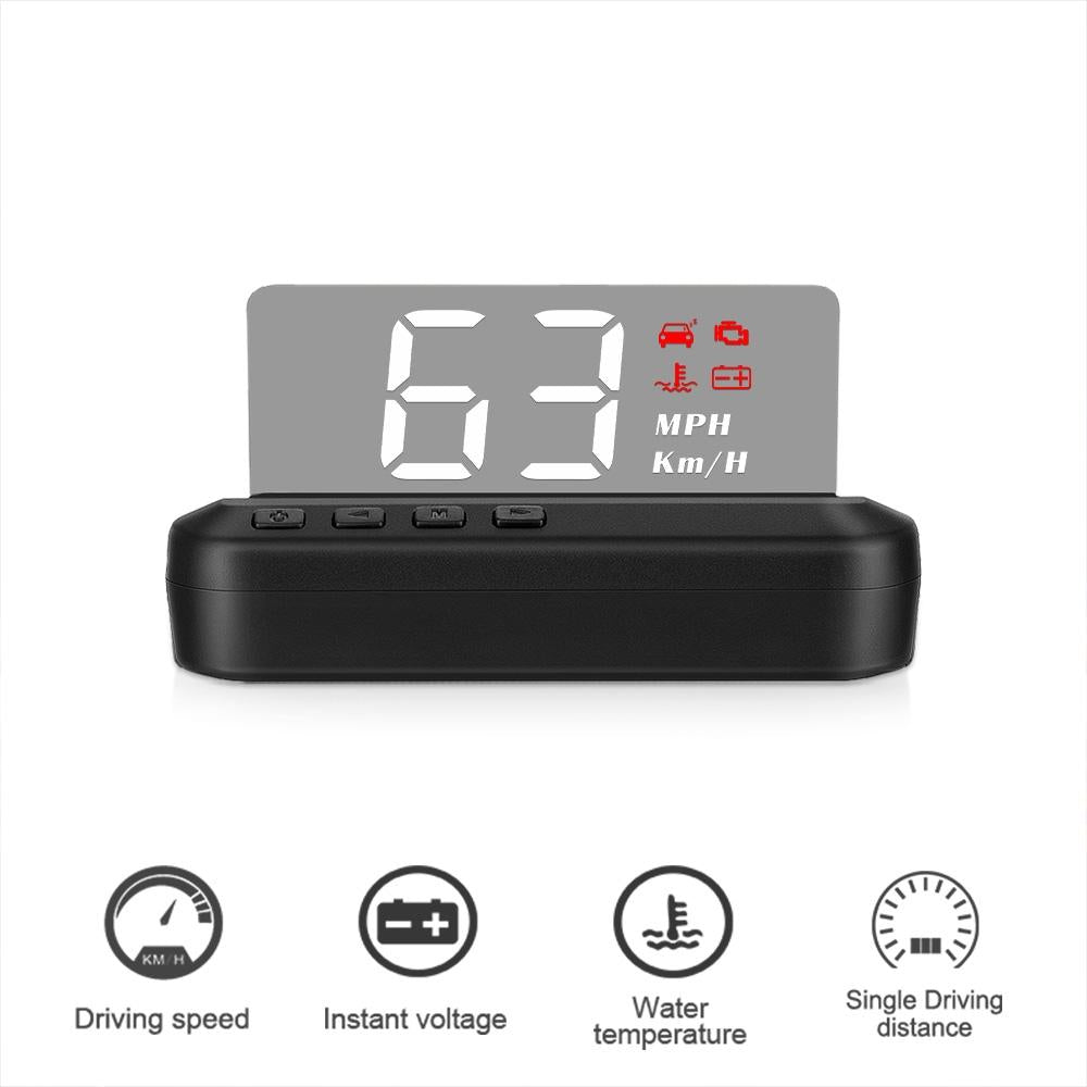 Car Hud Head Up Display Obd2 Eliminates Fault Codes & Alerts For Overspeed