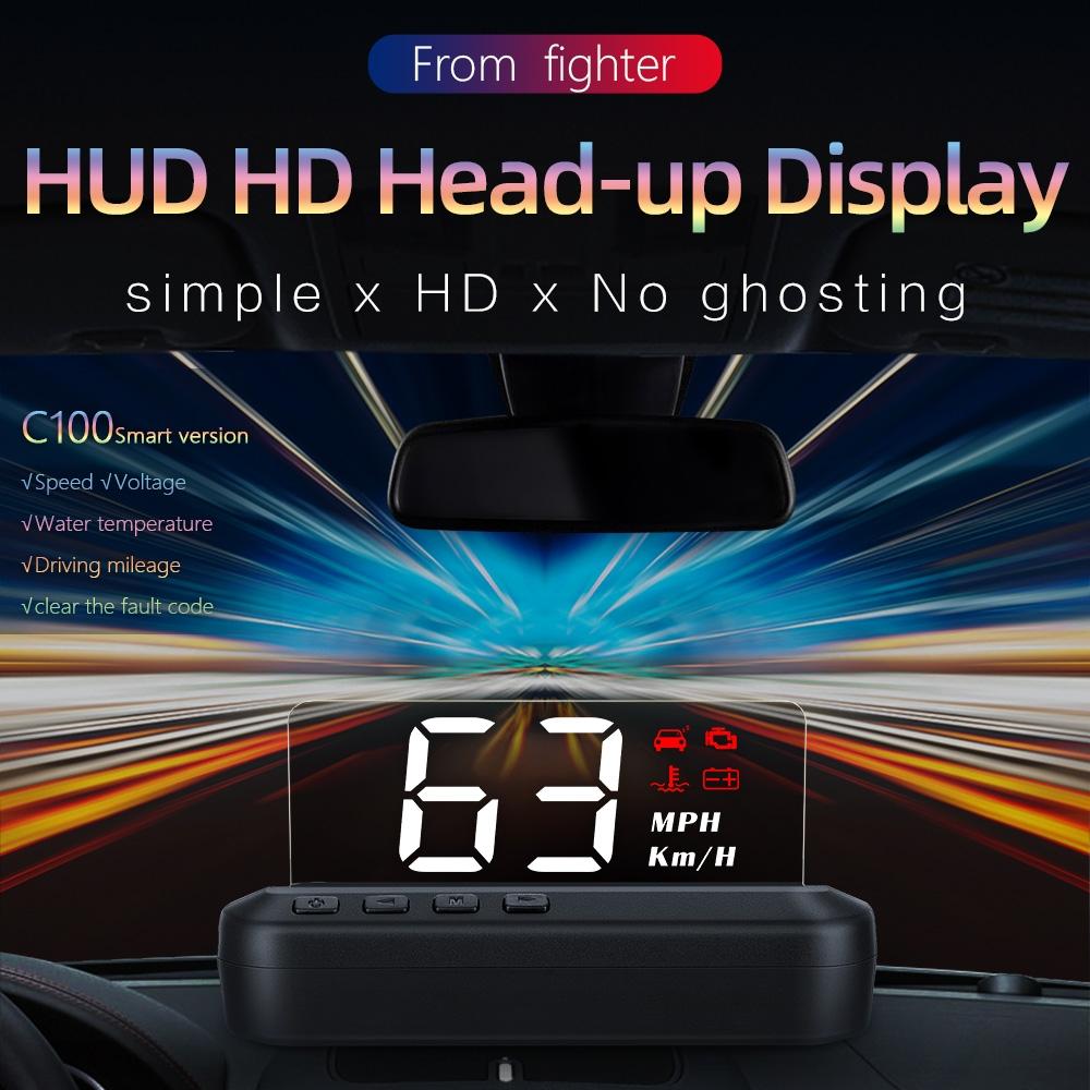 Car Hud Head Up Display Obd2 Eliminates Fault Codes & Alerts For Overspeed