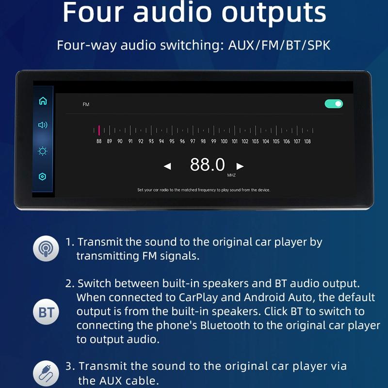 Portable Car Bluetooth Dvr Monitor - Supports Carplay / Android Auto - Display
