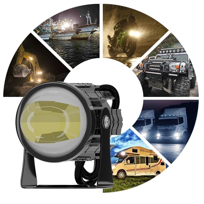 1Pair 12V - 85V Motorcycle Headlights Dual - Colour Automotive Led Working Headlights Colour: White + White Light With Flashing - Yellow + White Light Without Flashing