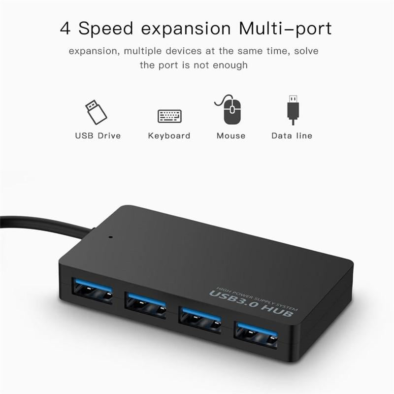 4-Port Usb Adapter Cable High-Speed Docking Station & Multi-Interface Hub Black