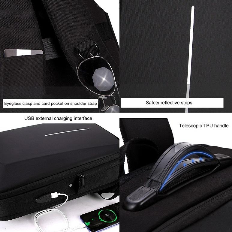 Anti-theft Hard Shell Backpack for Men - Black