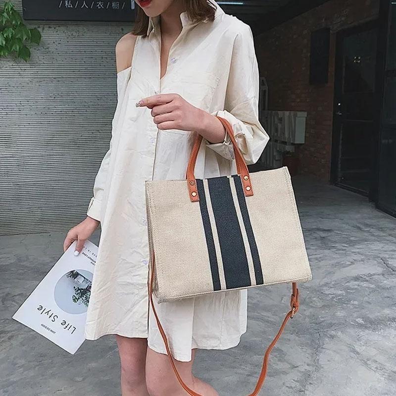 Large Canvas Crossbody Bag For Women Black - Black