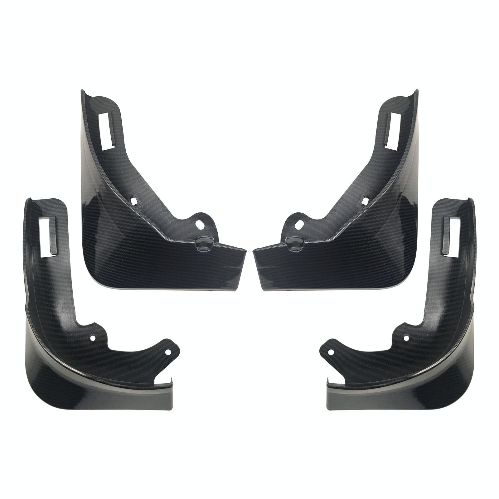 For Tesla Model Y Car Punch-Free Front And Rear Wheel Soft Rubber Fender Guard - Carbon Fiber - Matte Black